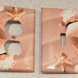 Coastal seashell switchplate and outlet cover set